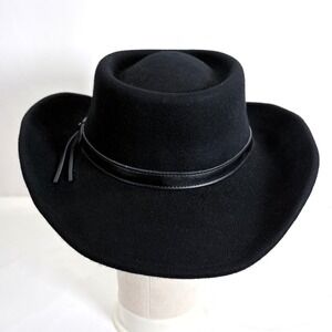 Twister Gambler Black 100% Confort Wool Felt Cowboy Hat Mens Size M